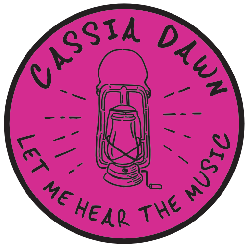 Cassia Dawn, Let Me Hear the Music, CD cover, cassia Dawn artist logo