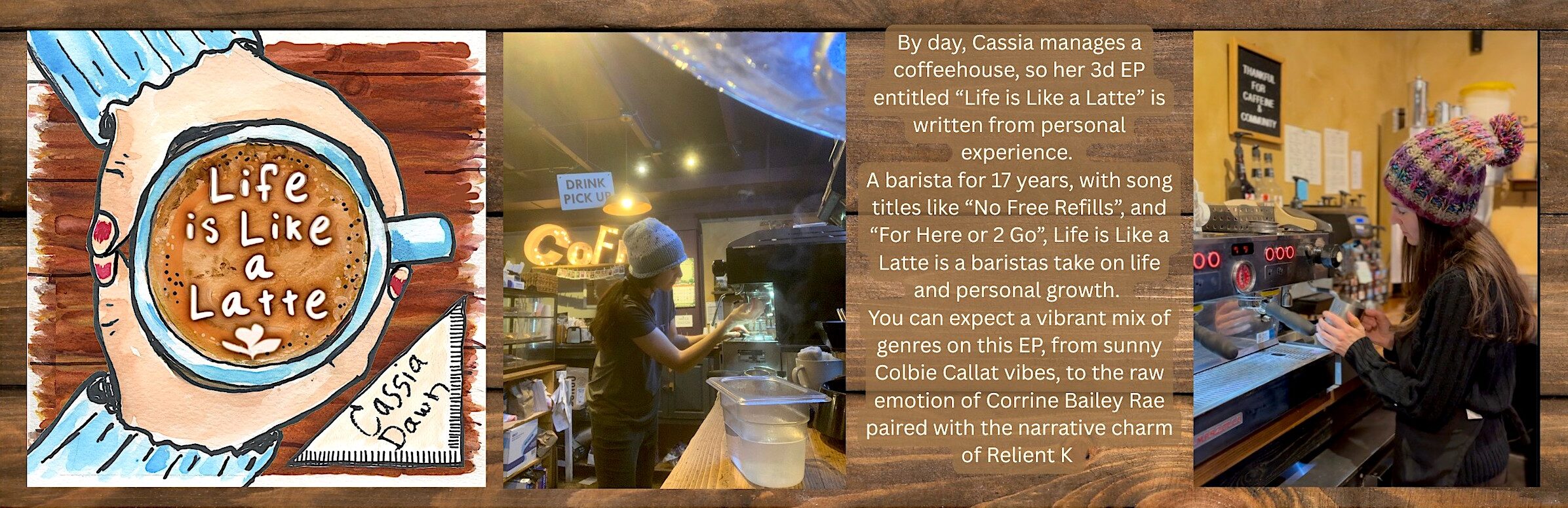 cassiadawn, #cassiadawn, life is like a latte album, life is like a latte ep, barista ep, ep written by a barista, music by barista, barista music, brista songs, coffee-themed songs, coffee shop theme music, coffee theme music, barista theme music, cassia dawn, new release, new ep, 2025, live music, Life is Like a Latte, singer songwriter, vocalist, musician, nashville artist, nashville, new music, coffee-shop theme CD, coffee shop music, barista music, barista artist