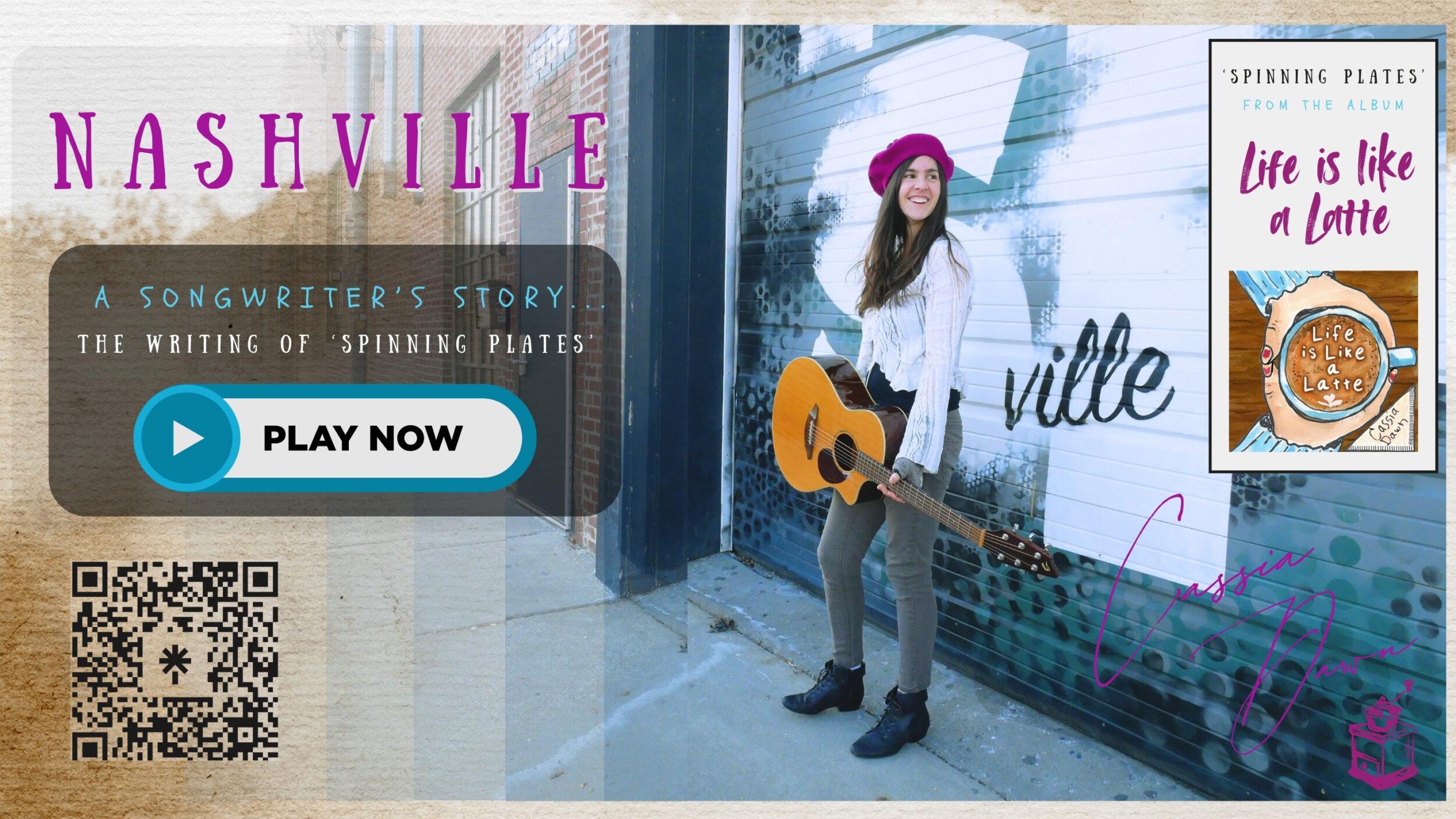 Cassia Dawn, musician, vocalist, Nashville, singer songwriter, Spinning Plates, new song, interview, michael dulaney, writing songs, co-write, cassia dawn, artist interview, writing songs, why I write songs, musician interview, cassia dawn interview, songwriters story, a songwriter's story, cassiadawn, new album, 2025, songs, ep, new release, musician, nashville, Life is Like a Latte, coffee-shop themed album, coffee shop songs, barista music, customer service themed songs